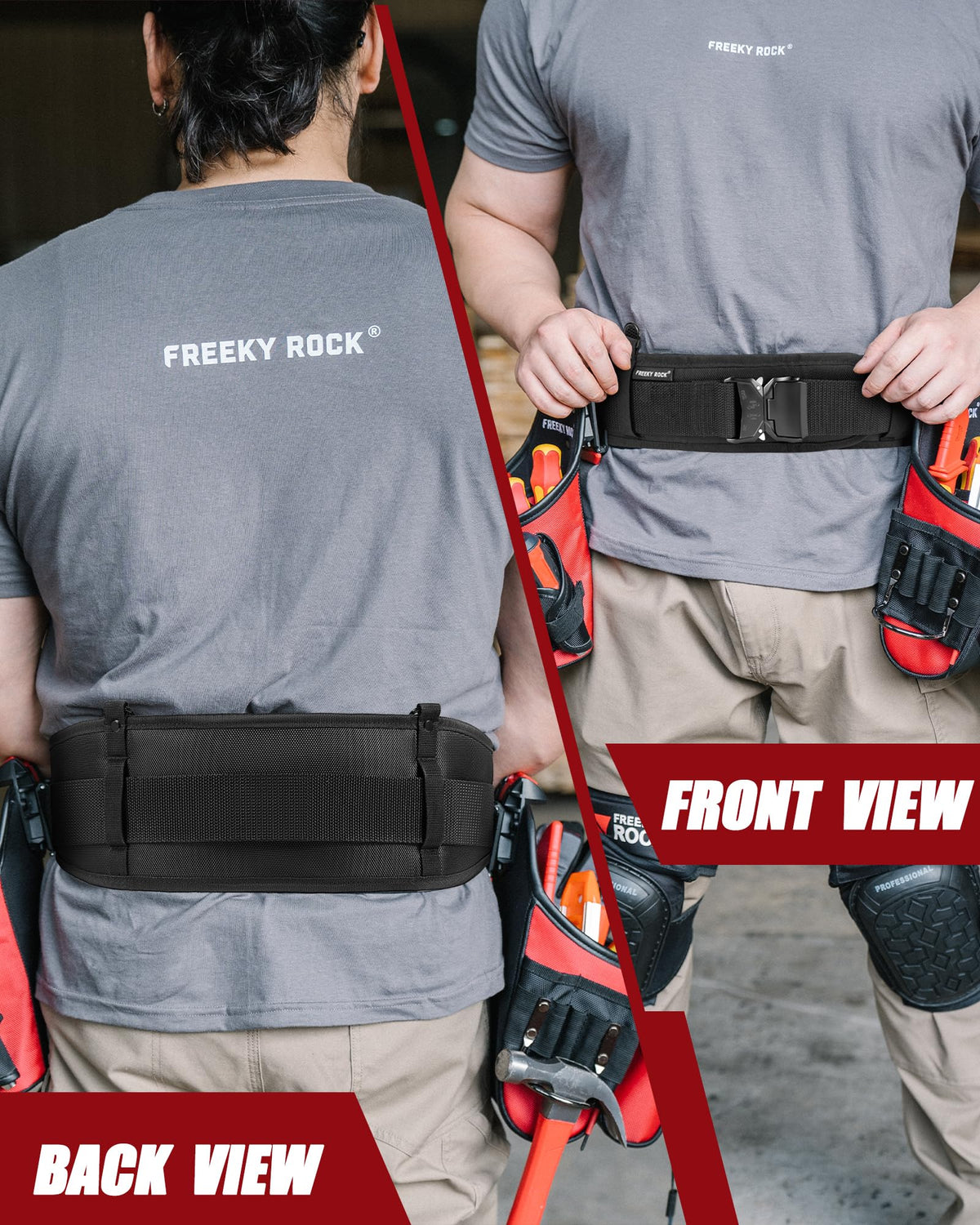 Heavy Duty Tool Belt with 2 Tool Pouches, Adjustable Work Belt N45212