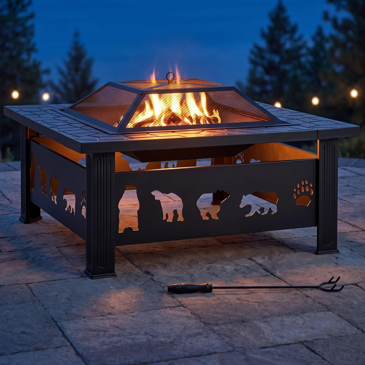 32" Outdoor Wood Burning Fire Pit Table W229595