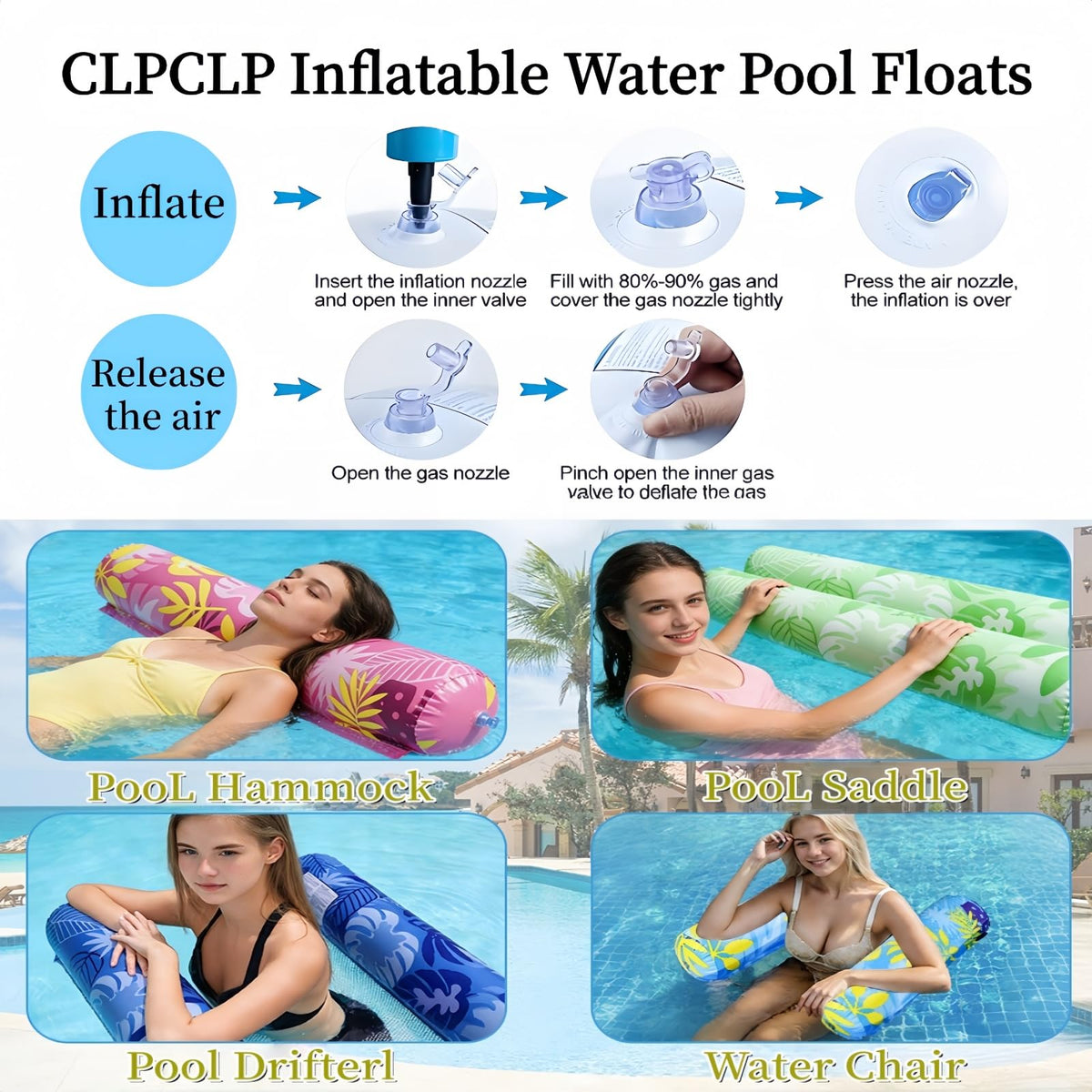 5 Pack Inflatable Pool Floats T8392