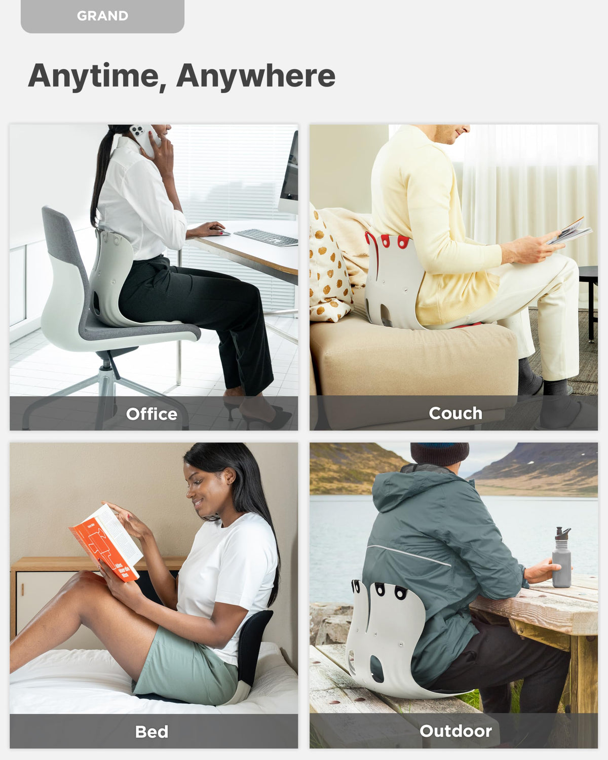 Extra Wide Ergonomic Seat Support Grey T15422