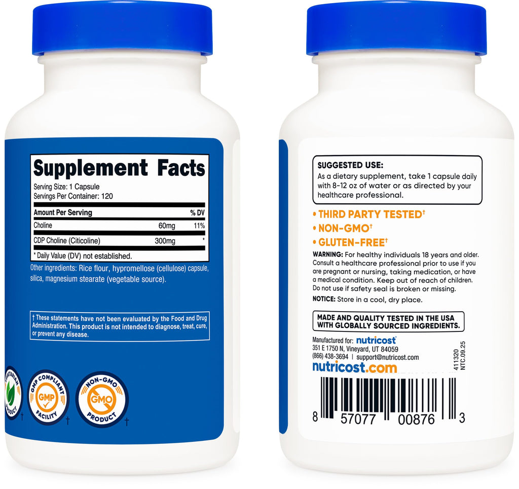 CDP Choline 300mg 120 Vegetarian Capsules Z54710