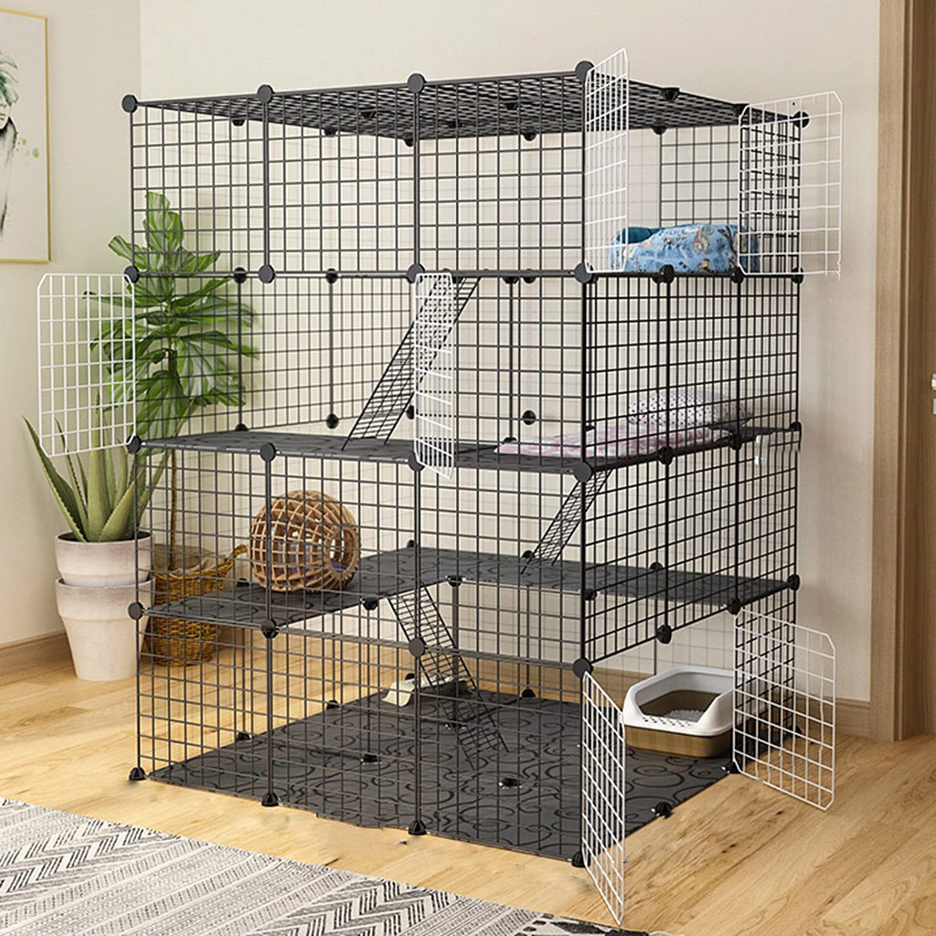 Cat Cage Indoor Playpen Metal Wire Kennel Small Animal Crate S70367