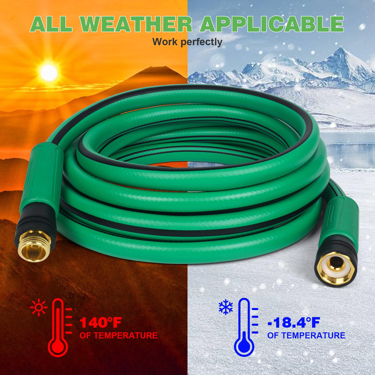 Heavy Duty 5/8 in x 100 FT Hybrid Rubber Garden Hose W113