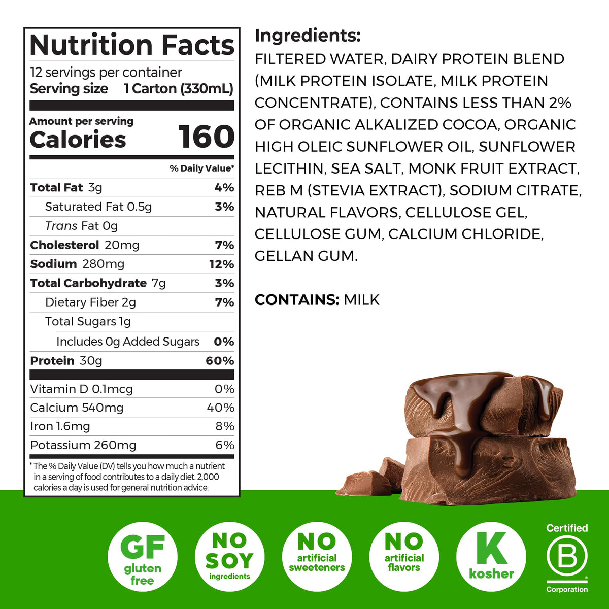 Chocolate High Protein Dairy Shake 11 oz 12pk F46118