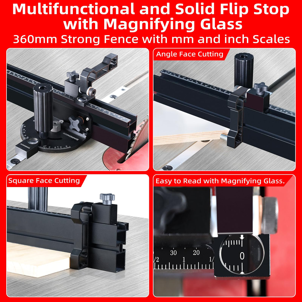 Compact Table Saw Miter Gauge with 14 Inch Fence K7500