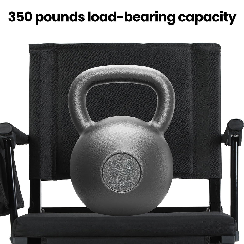 2 Pcs Folding Stadium Seat with Back Support & Cushion Black T4183