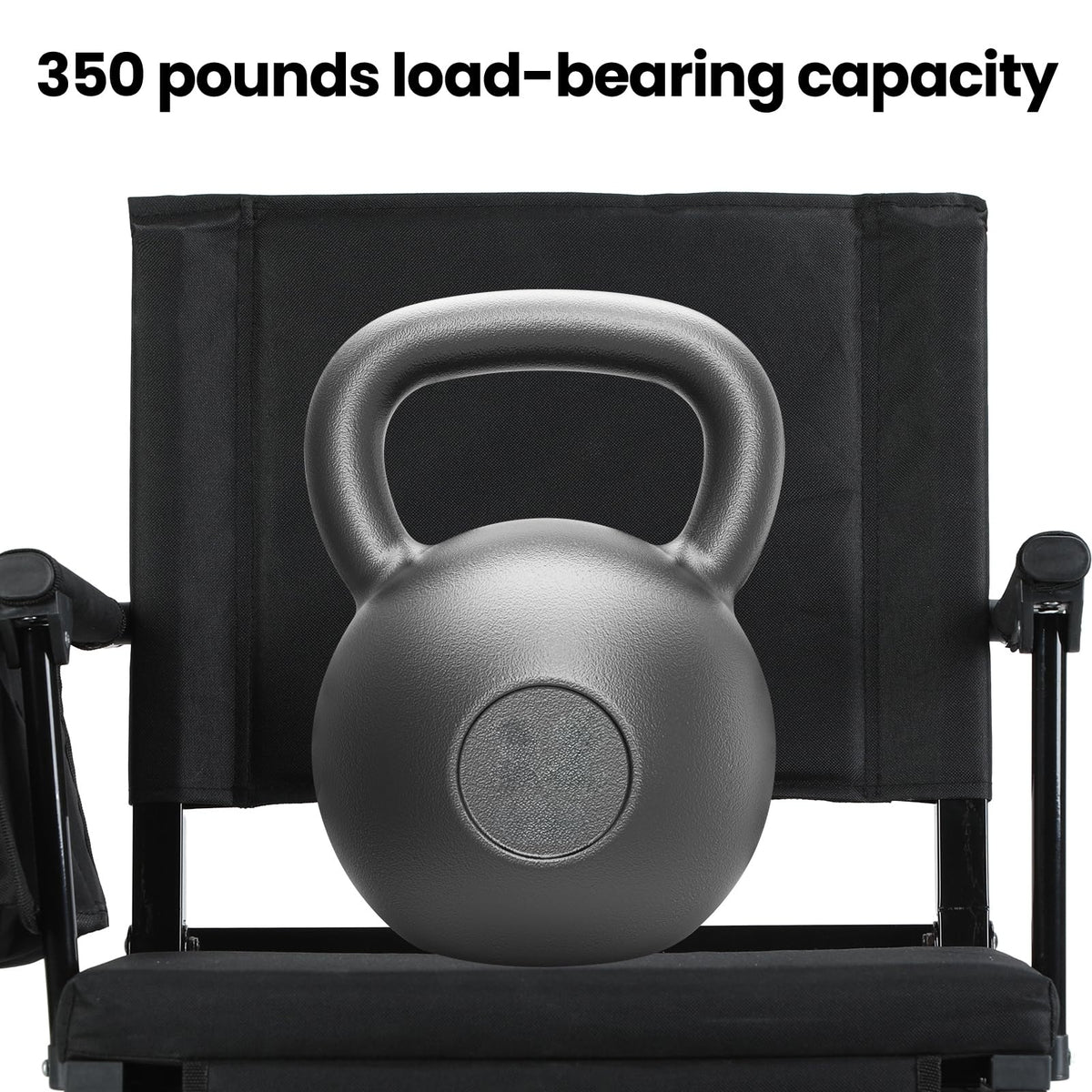 2 Pcs Folding Stadium Seat with Back Support & Cushion Black T4183