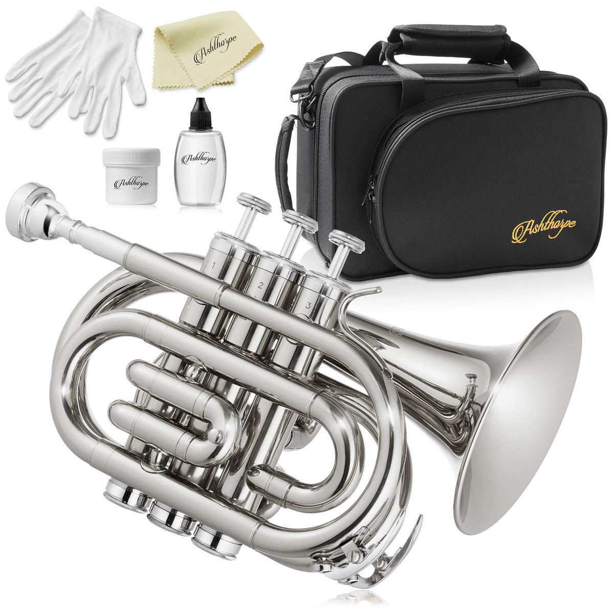 Bb Brass Pocket Trumpet with Nickel Plated Finish I18185