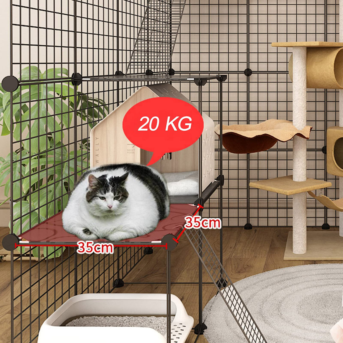Cat Cage Indoor Playpen Metal Wire Kennel Small Animal Crate S70367