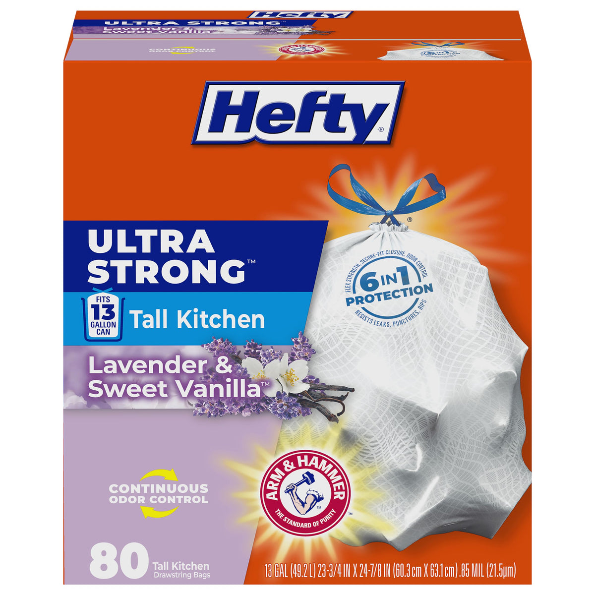 13 Gal White Kitchen Trash Bags 80ct B815