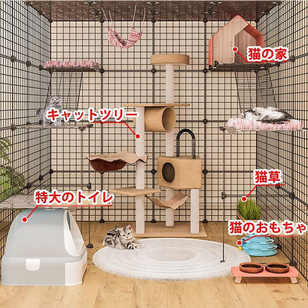 Cat Cage Indoor Playpen Metal Wire Kennel Small Animal Crate S70367
