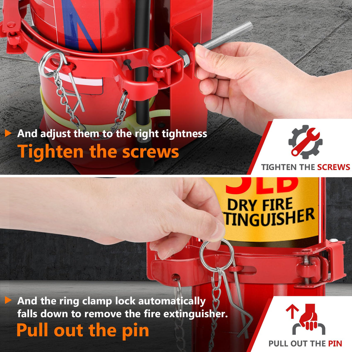 Heavy Duty Fire Extinguisher Brackets & Mounts Steel Red Y58244
