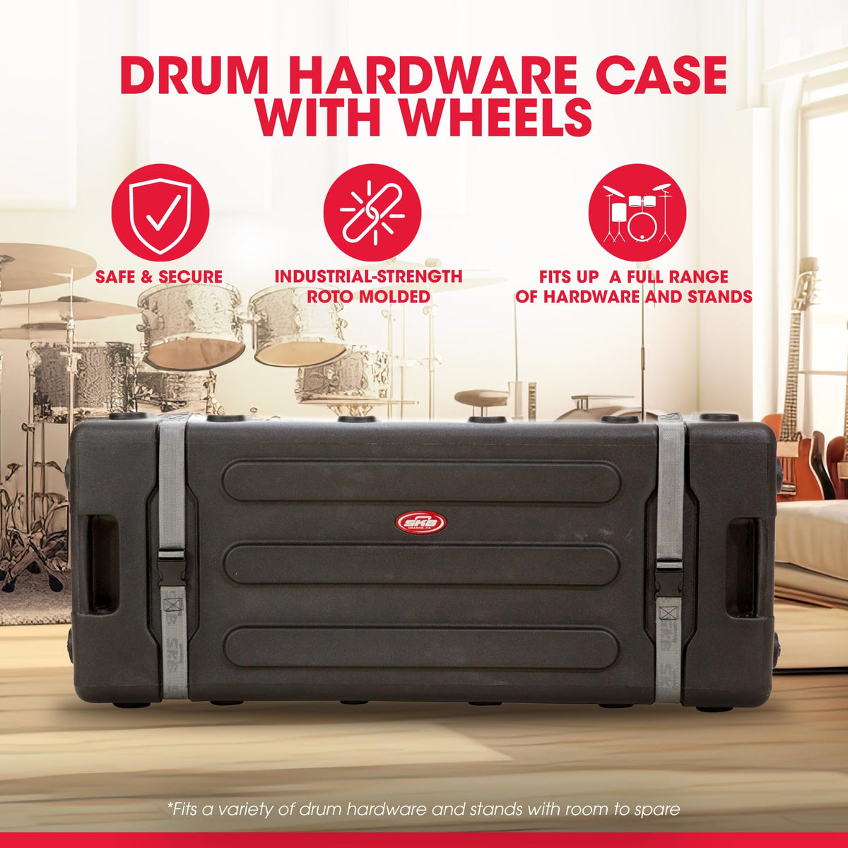 Large Drum Hardware Case with Handle & Wheels K77443