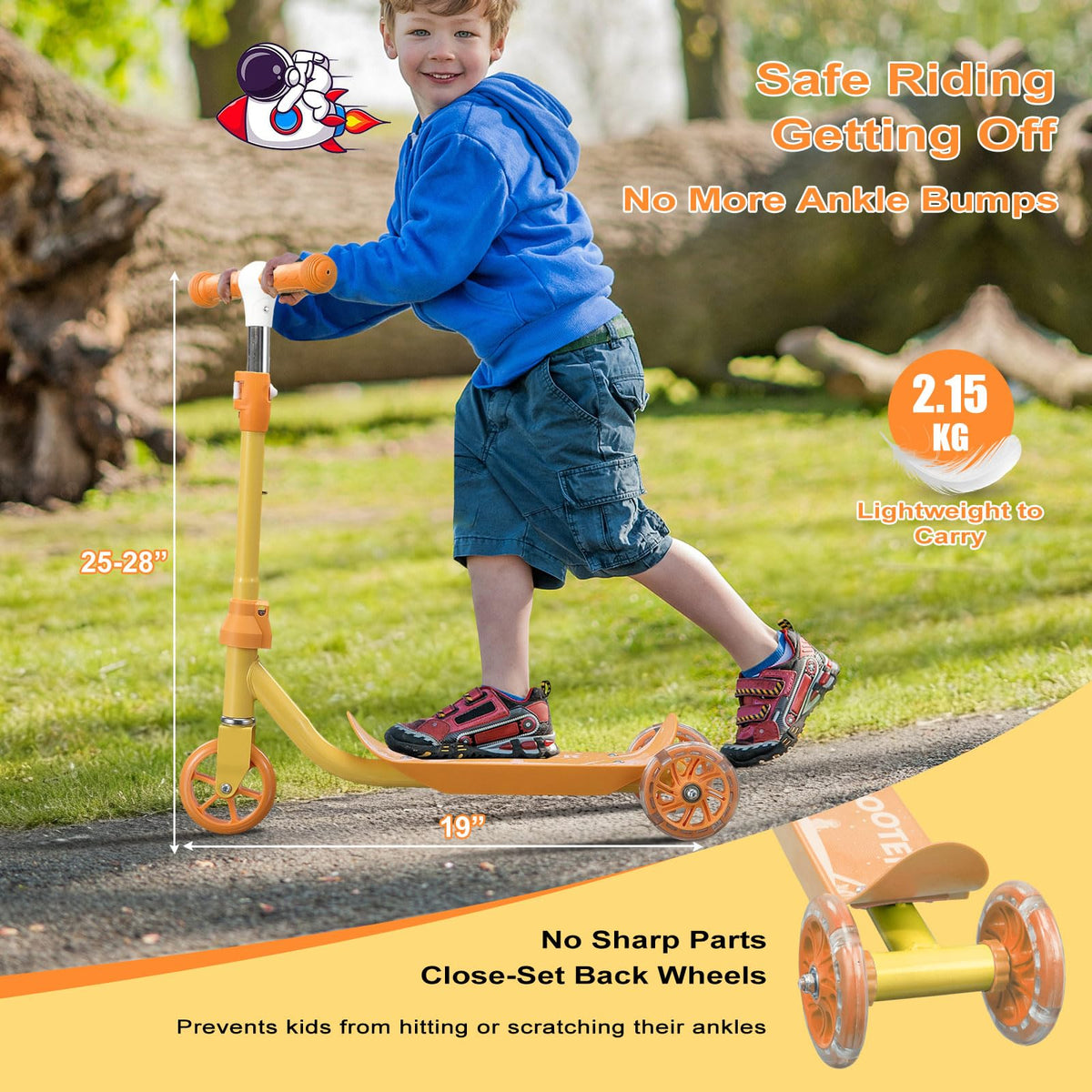 LED Light Up 3 Wheel Kids Scooter with Adjustable Handlebar W214366