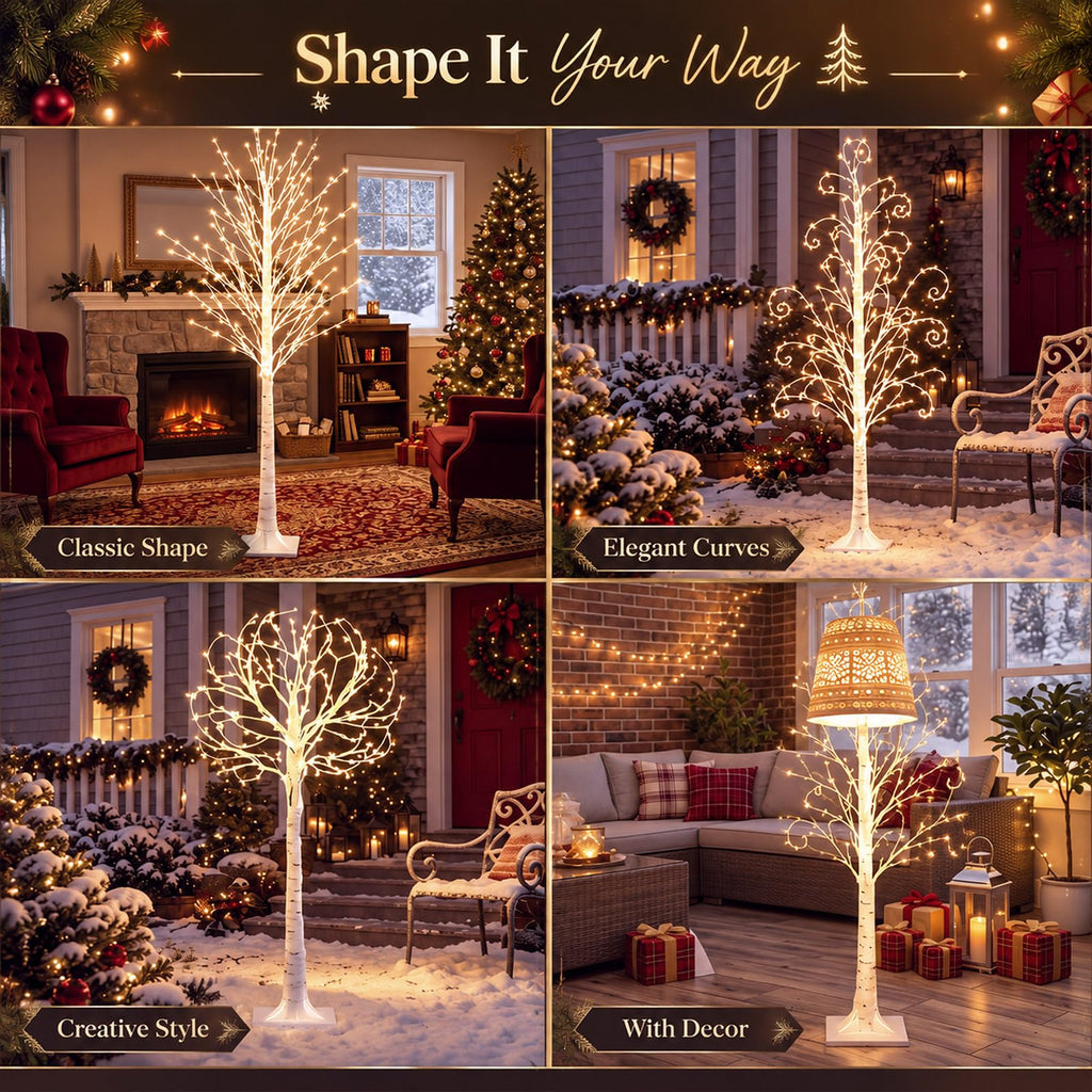 4 Pack Lighted Birch Tree B641