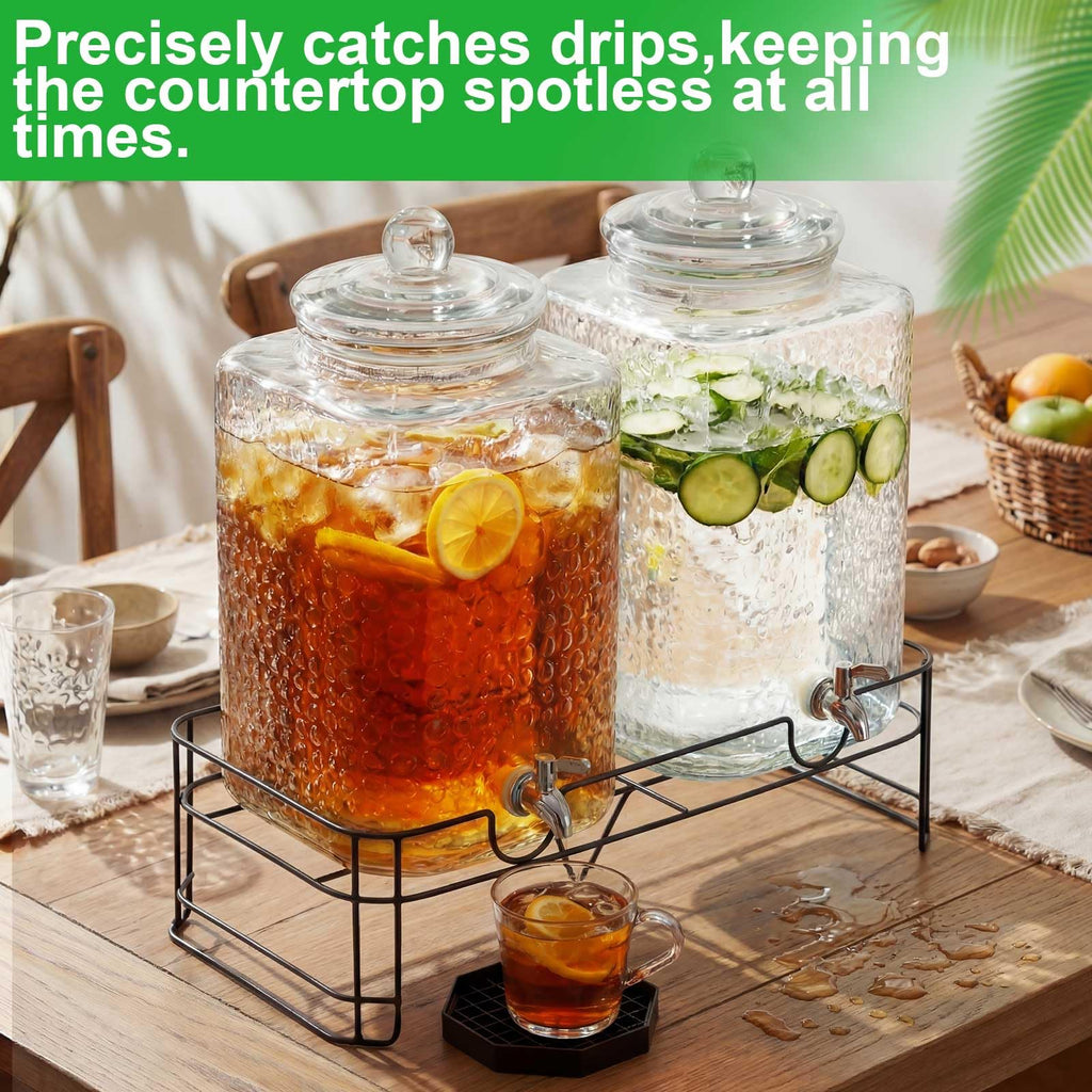2 Pack 5 Gallon Hammered Glass Drink Dispenser with Stand U410