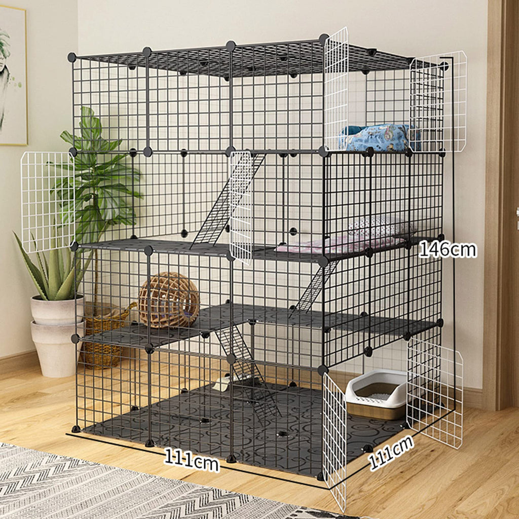 Cat Cage Indoor Playpen Metal Wire Kennel Small Animal Crate S70367