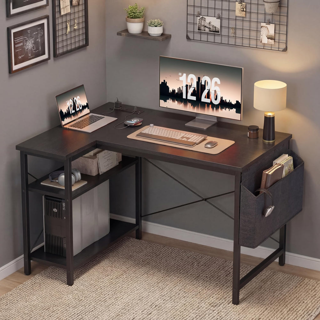 40 inch L Shaped Computer Desk with Power Outlets Y956839