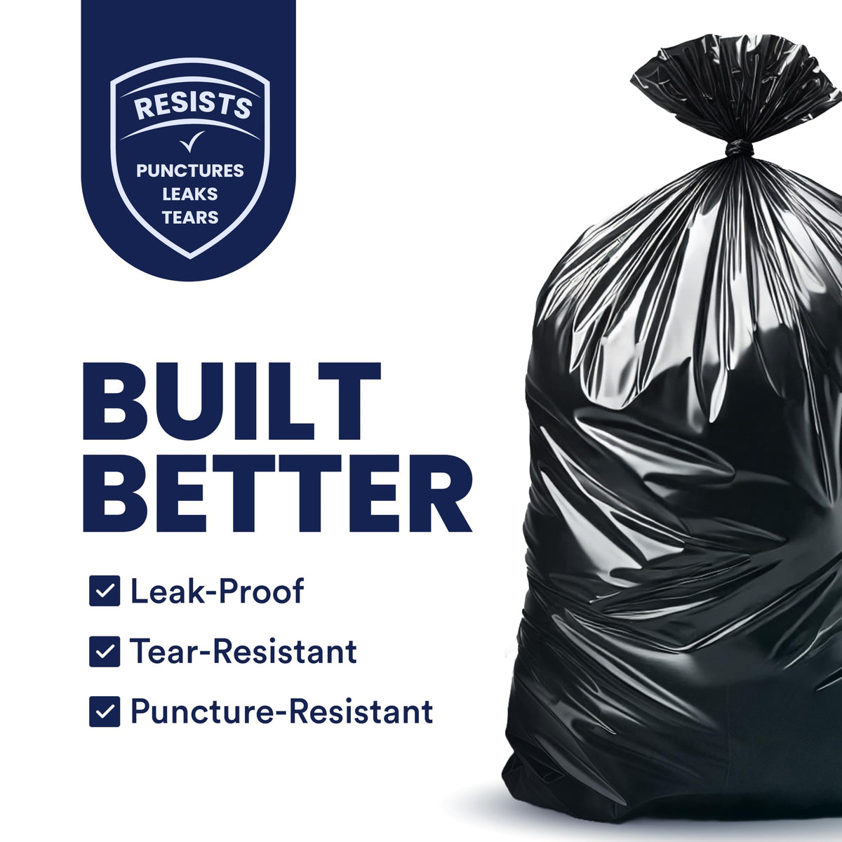 55-60 Gallon 1.2 Mil Black Trash Bags 100 Count H8391
