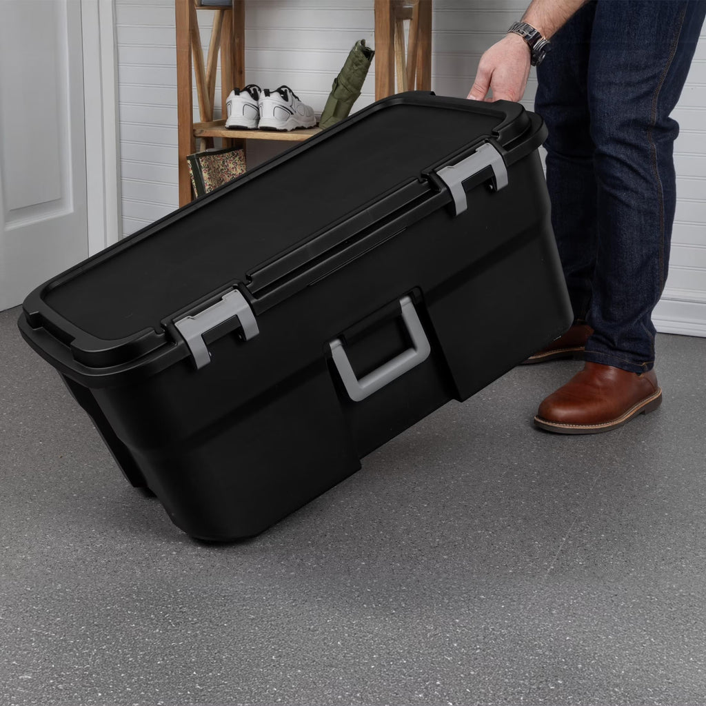 22 Gallon Black Wheeled Plastic Storage Trunk T60944