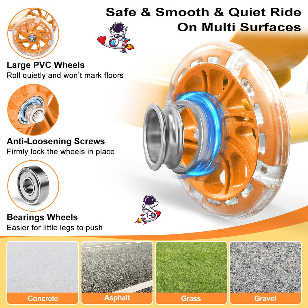 LED Light Up 3 Wheel Kids Scooter with Adjustable Handlebar W214366