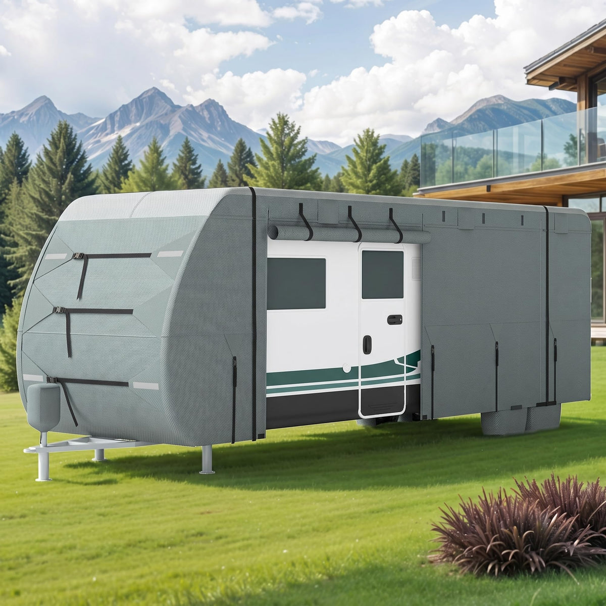 24-27ft 5 Layers Waterproof RV Cover with Tire Covers S23385