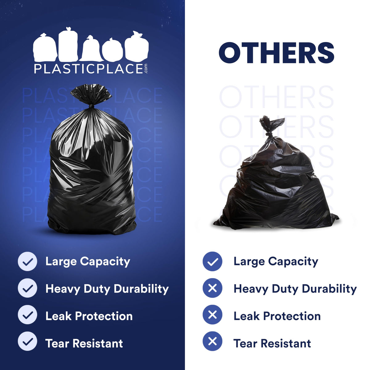 55-60 Gallon 1.2 Mil Black Trash Bags 100 Count H8391