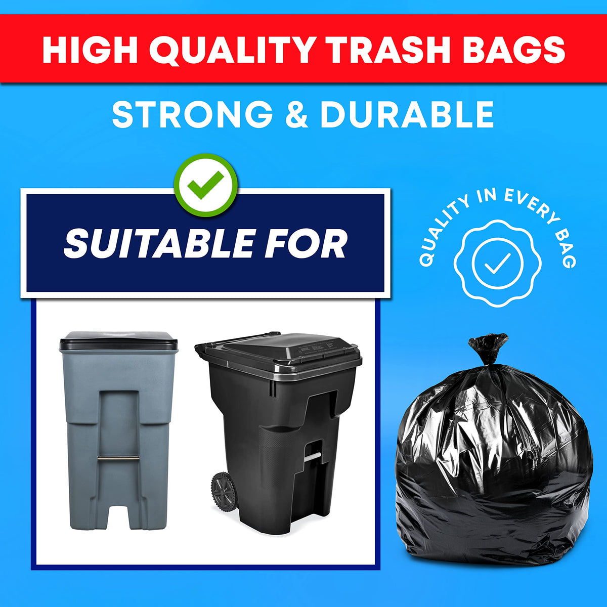 55 Gallon 3 Mil Black Contractor Garbage Bags W653