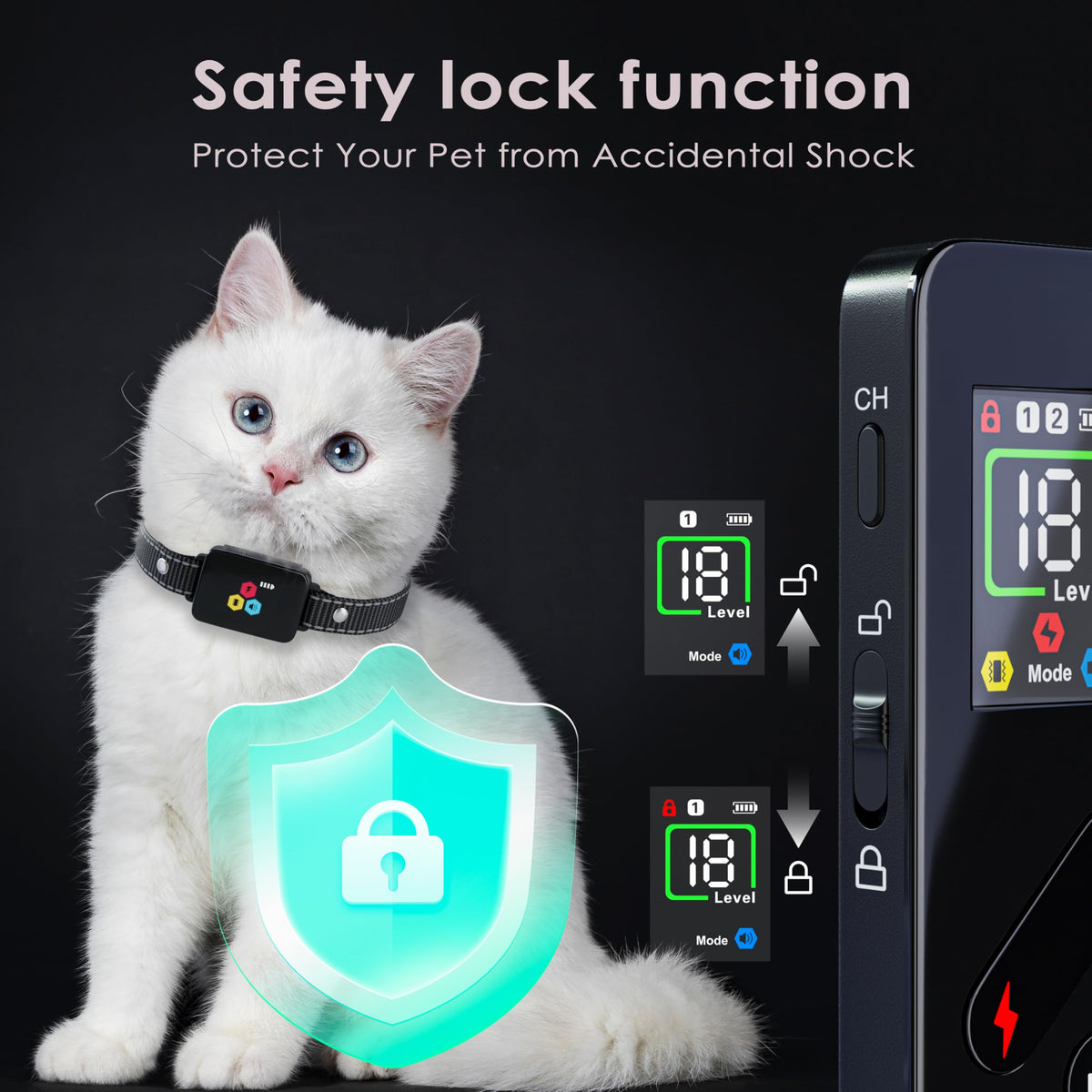 Remote Electric Cat Training Collar 3300FT IP67 Waterproof F835