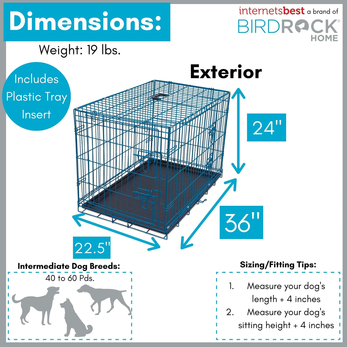 Medium 36 Inches Double Door Metal Steel Dog Kennel E682
