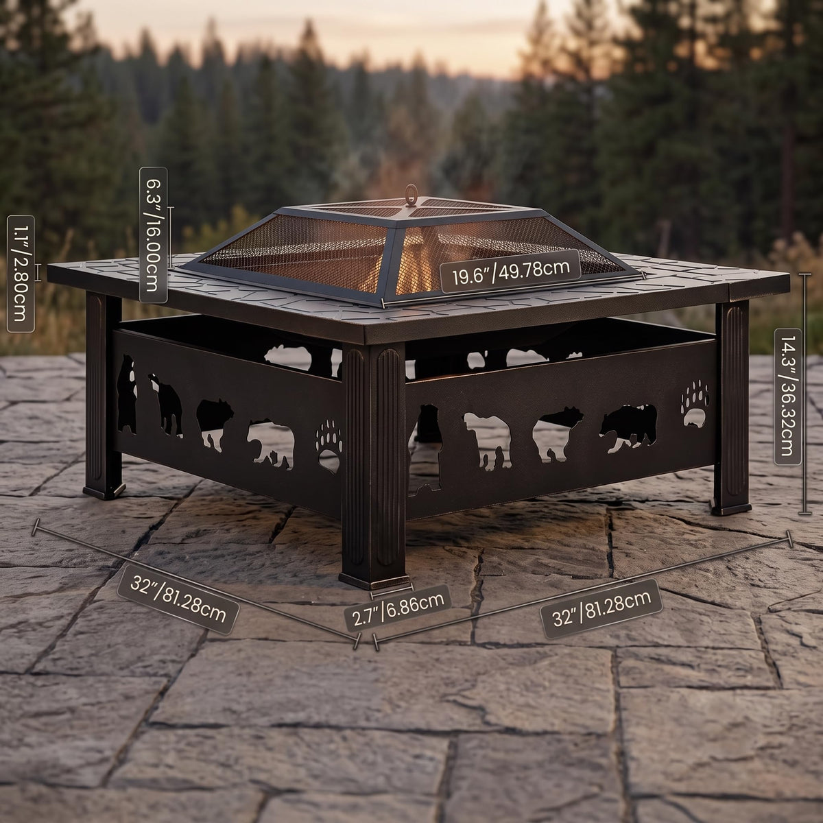 32" Outdoor Wood Burning Fire Pit Table W229595