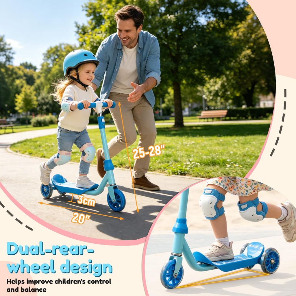Three Wheel Scooter for Kids 2-5, Light Up Adjustable Height Kick Scooter A138522