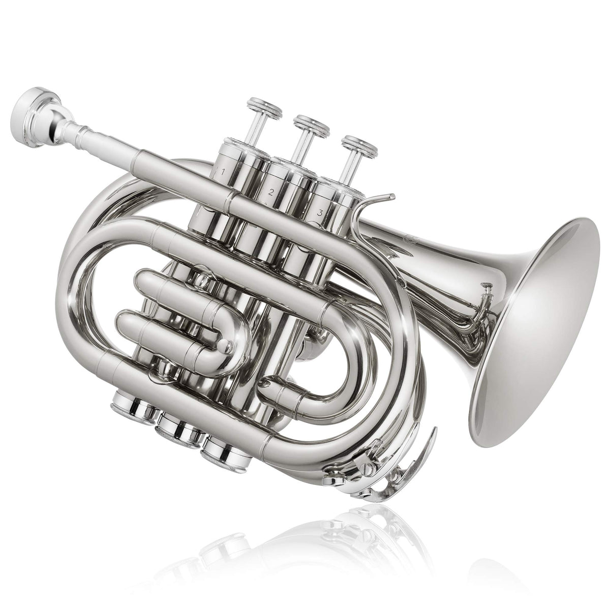 Bb Brass Pocket Trumpet with Nickel Plated Finish I18185