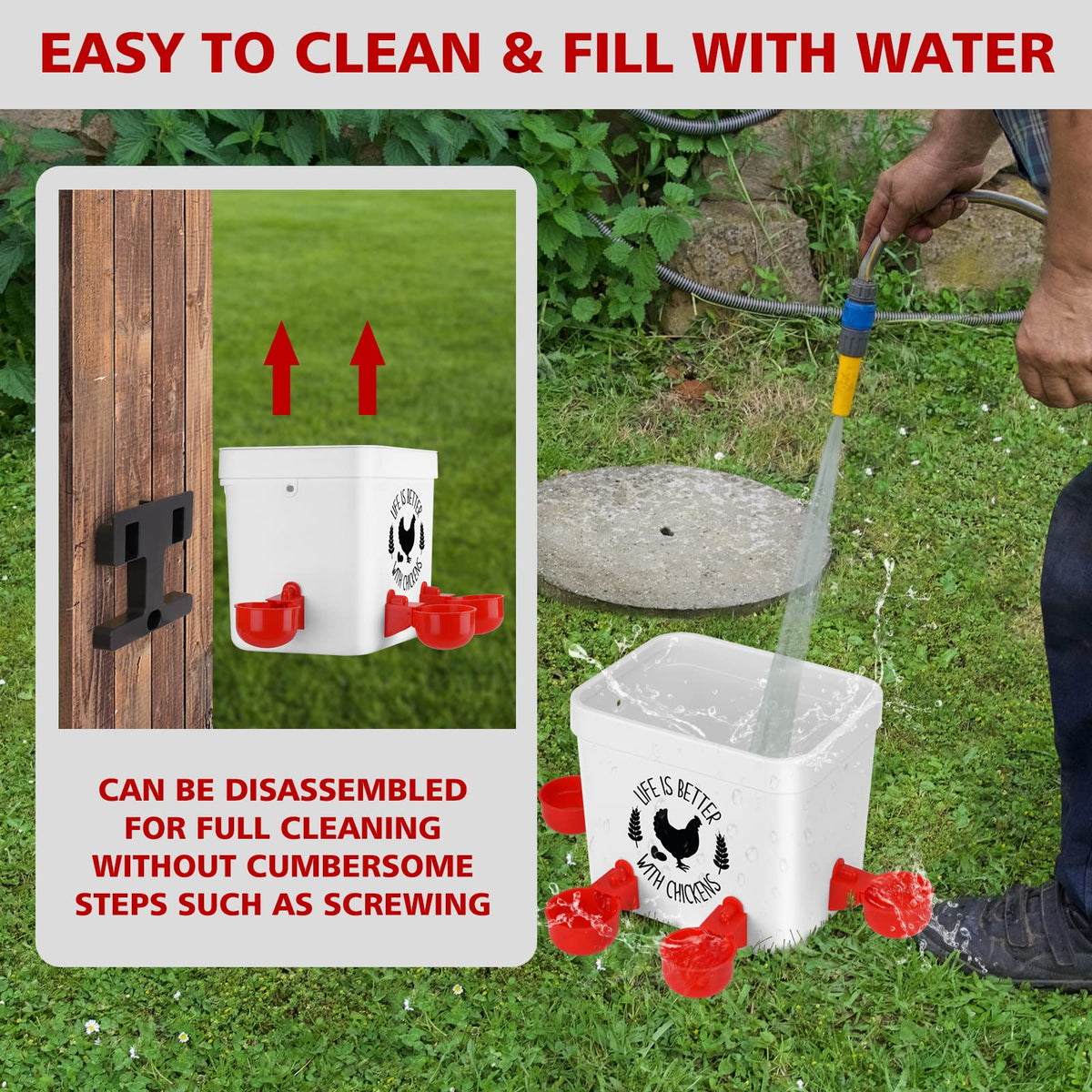 Chicken Waterer with 4 Water Cups 2 Gallon N3133
