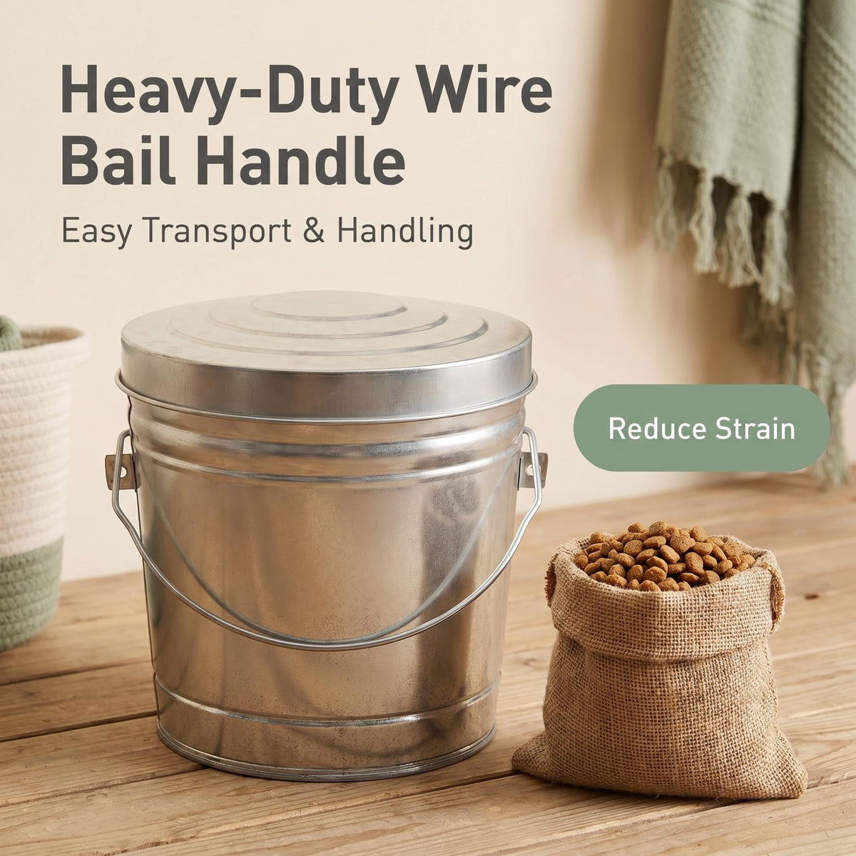 6 Gallon Galvanized Steel Storage Can with Locking Lid C643