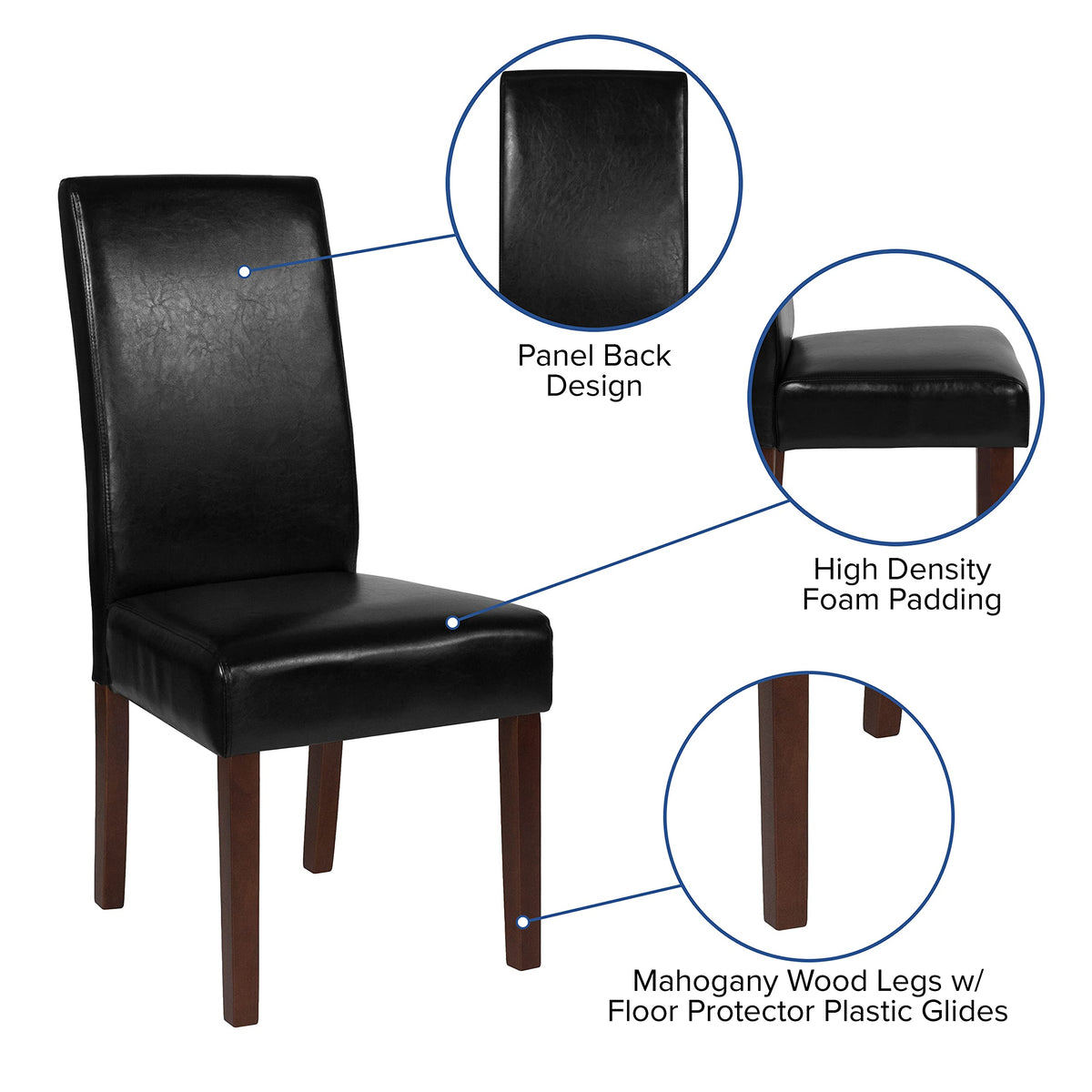 Black Faux Leather Parsons Chair 6-Pack W108624