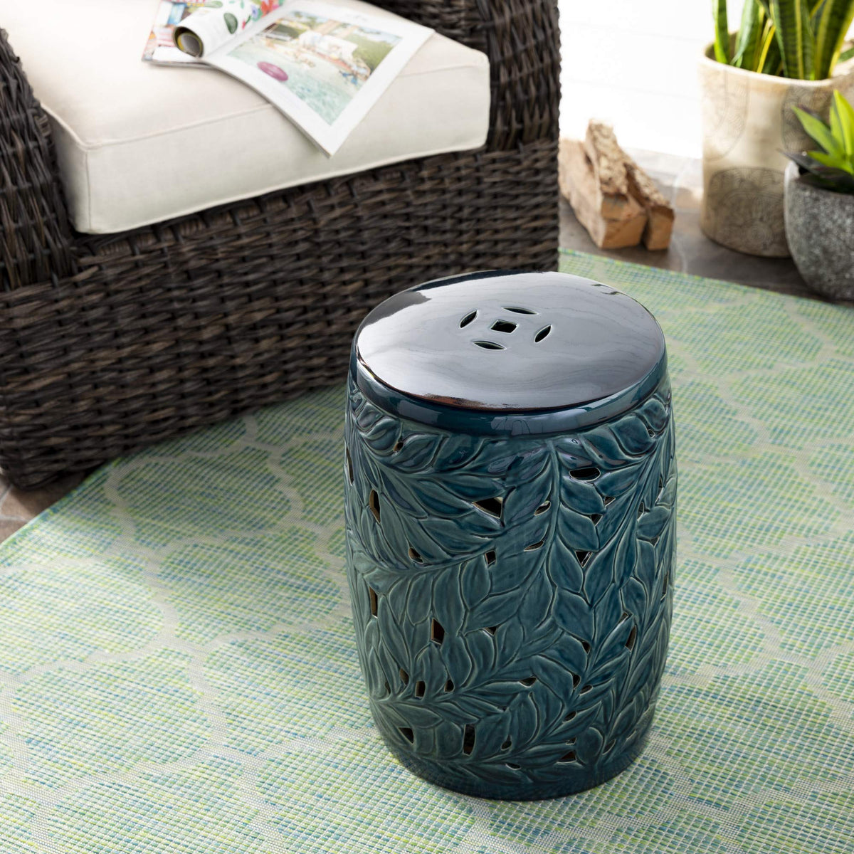 Teal Indoor/Outdoor Garden Stool A42773