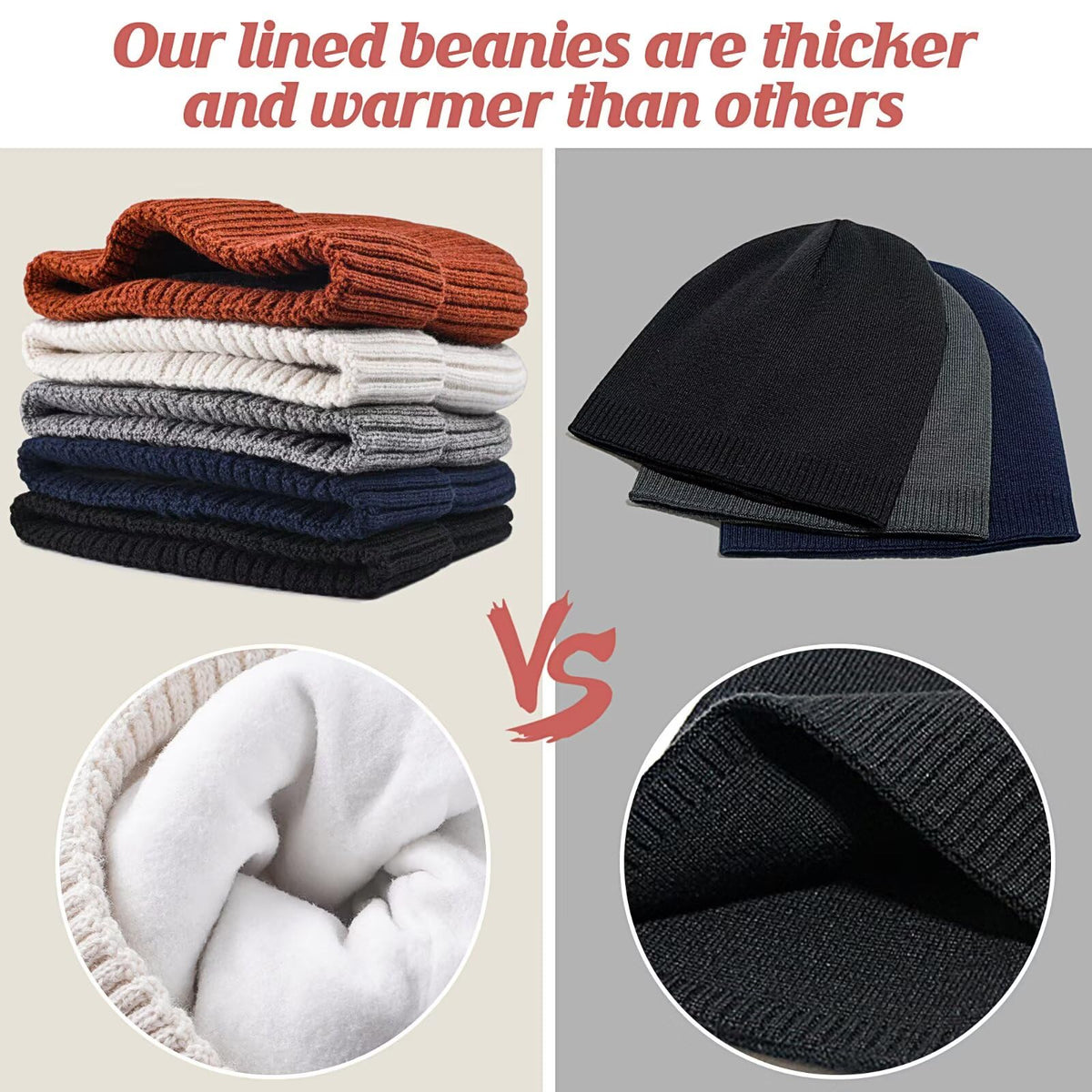 Merino Wool Knit Beanie Hat U600487
