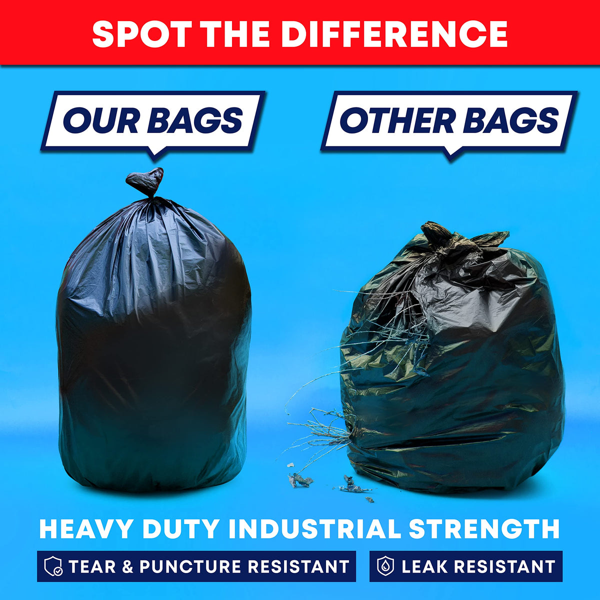 55 Gallon 3 Mil Black Contractor Garbage Bags W653