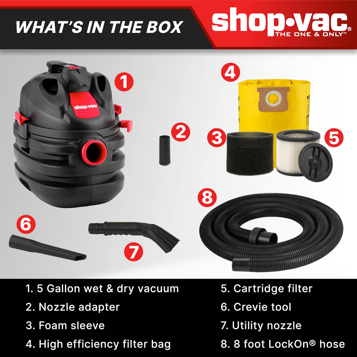 5 Gallon 6.0 Peak HP Portable Wet/Dry Vacuum V2139