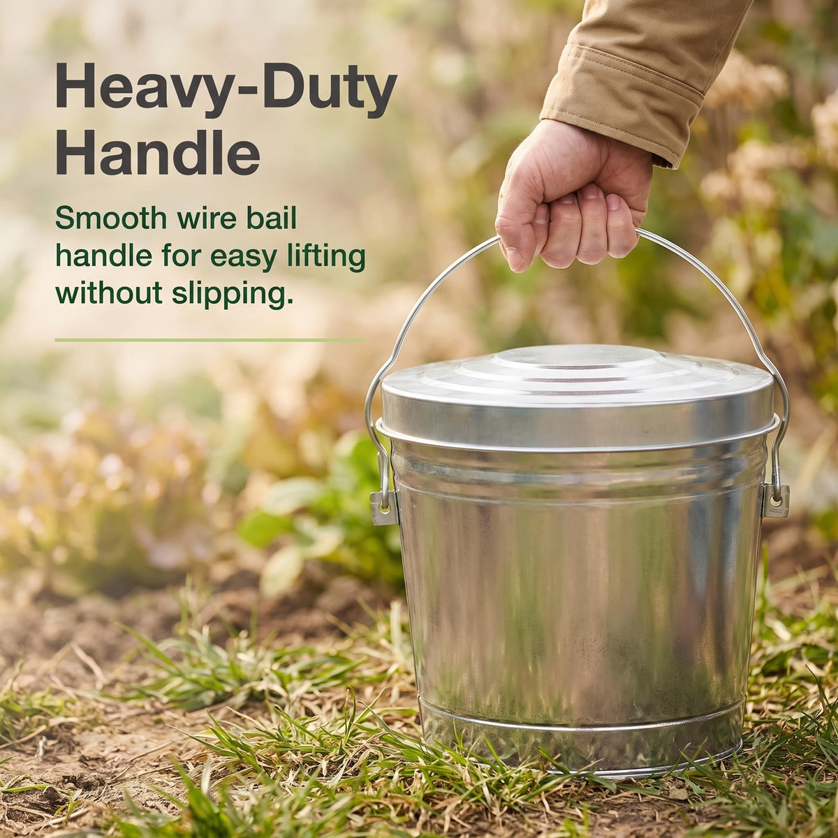 Galvanized Steel 6 Gallon Trash Can with Locking Lid Y711209