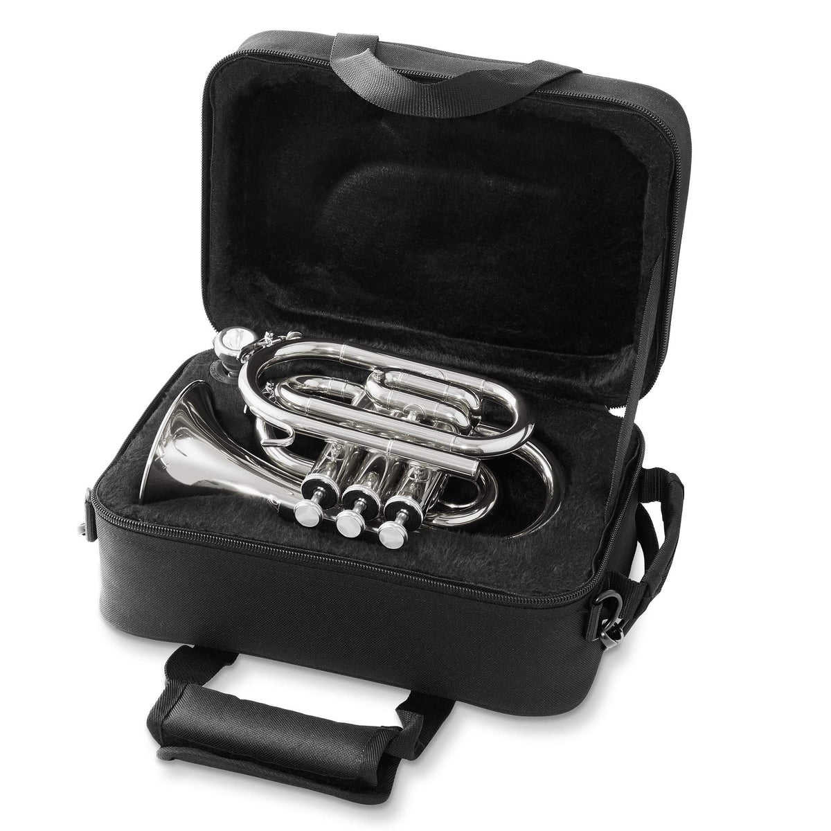 Bb Brass Pocket Trumpet with Nickel Plated Finish I18185