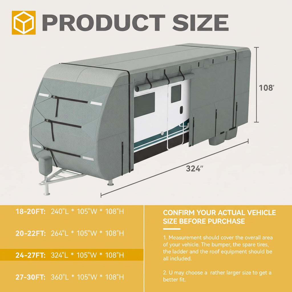 24-27ft 5 Layers Waterproof RV Cover with Tire Covers S23385