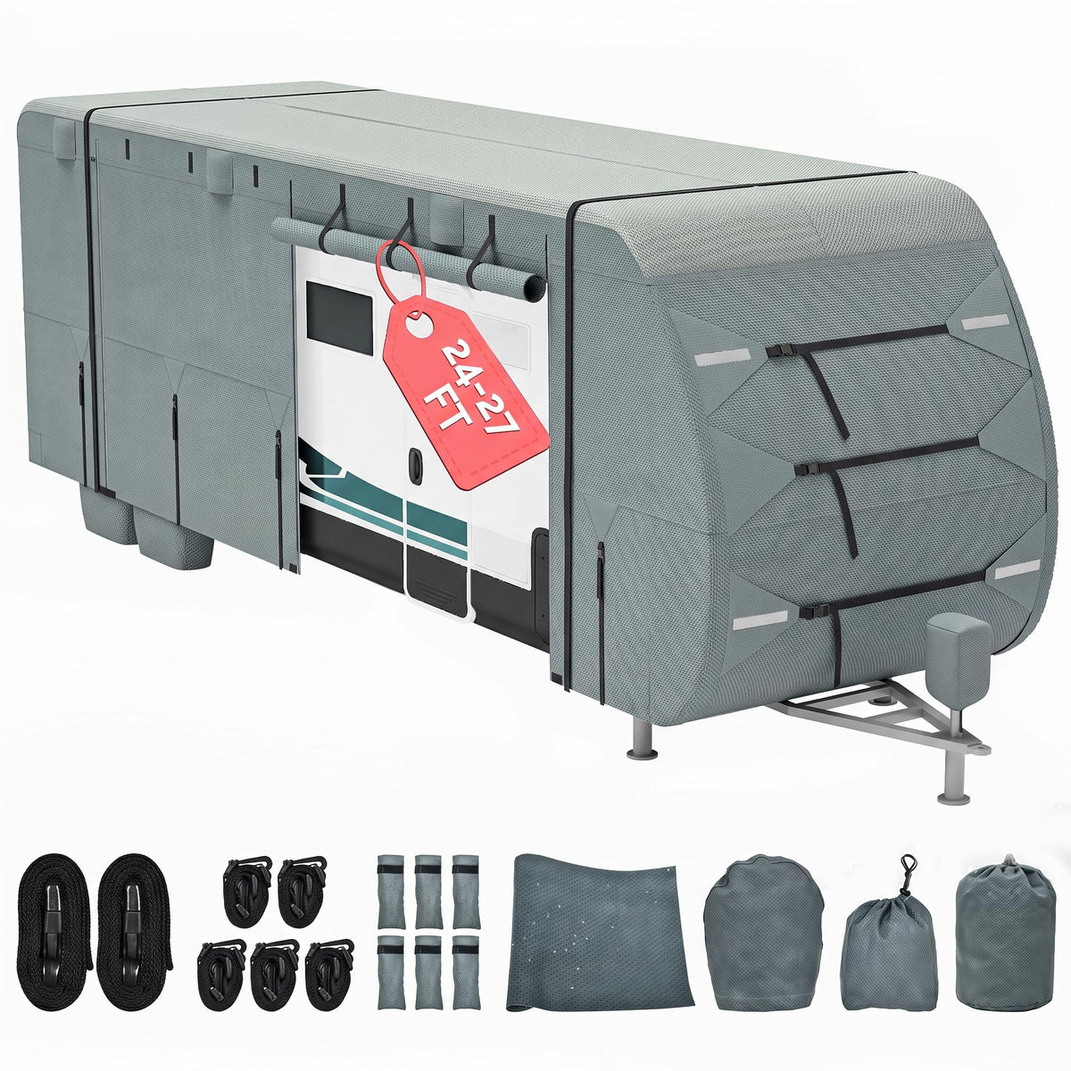 24-27ft 5 Layers Waterproof RV Cover with Tire Covers S23385