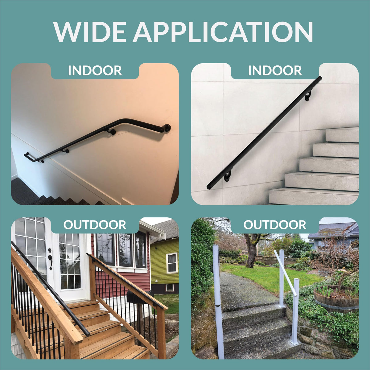 6FT Black Aluminum Stair Handrail Kit P911