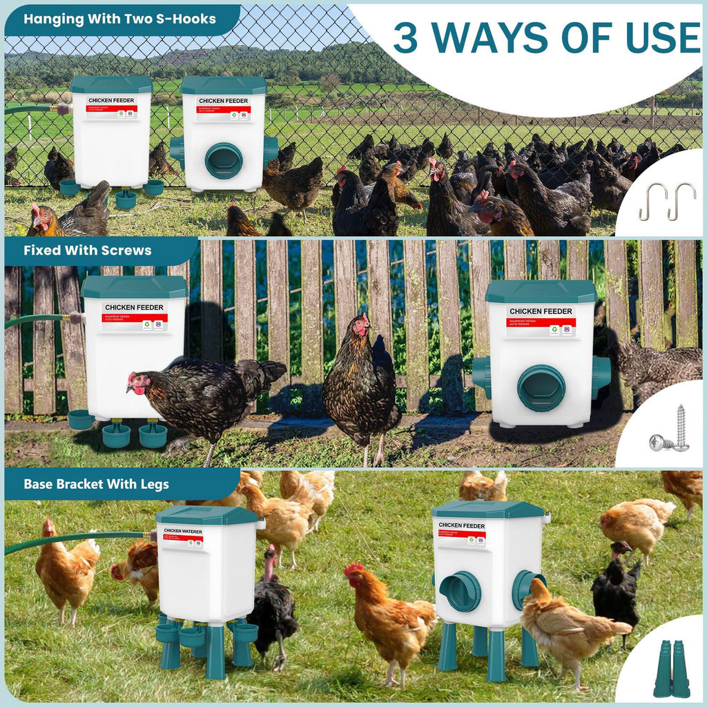 Automatic Chicken Waterer & No Waste Feeder Kits, 3 Gallon K982737