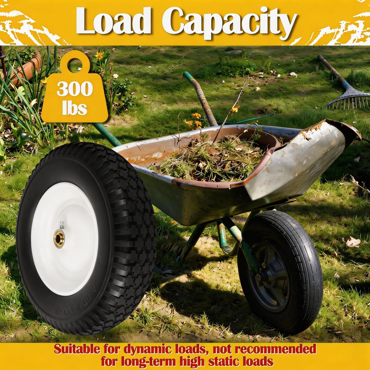 Flat Free Wheelbarrow Tire and Wheel 2 Pack Y365