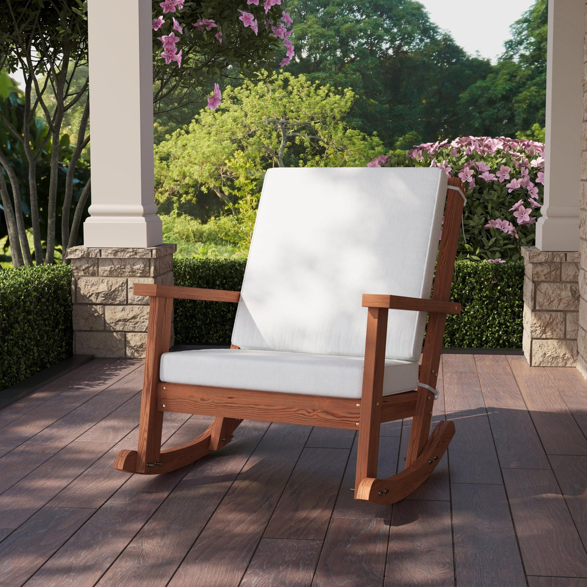 Cedar Stain Outdoor Rocking Chair with Cushion G84250